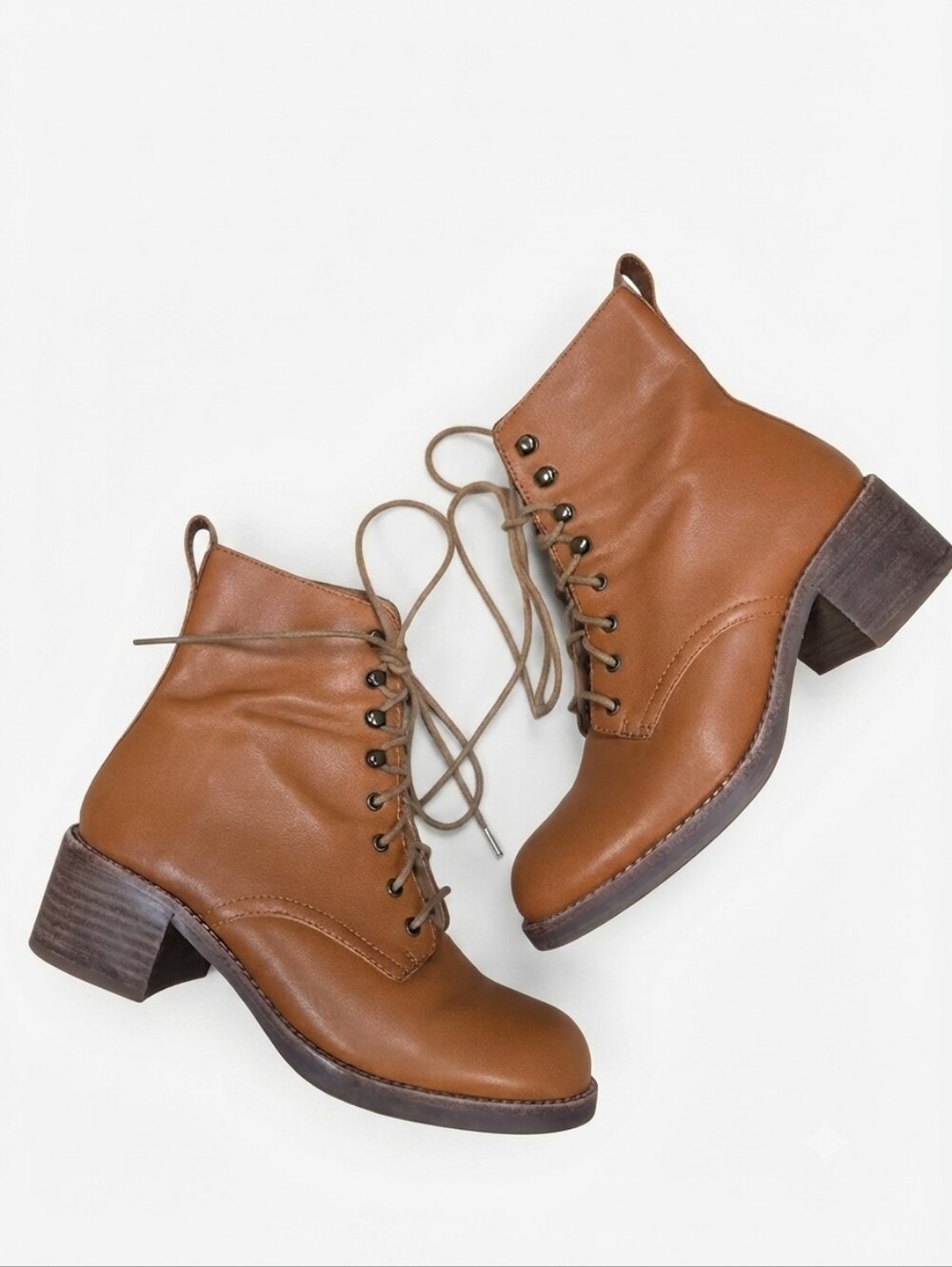 Madewell The Patti Lace Up Boot English Saddle Leather Brown, Sz 6.5